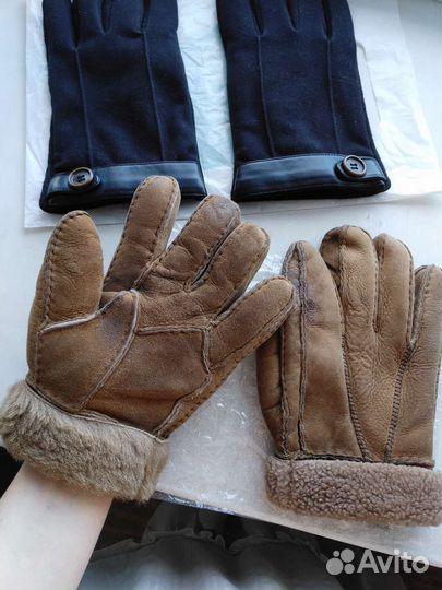 Перчатки муж. дублёные, натуральные, б/у