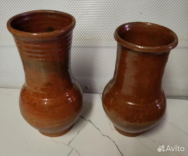 Крынки молочные глиняные и стеклянные