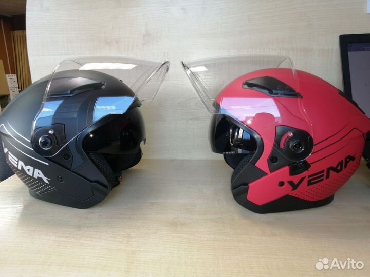 Мото шлем открытый с двойным визором