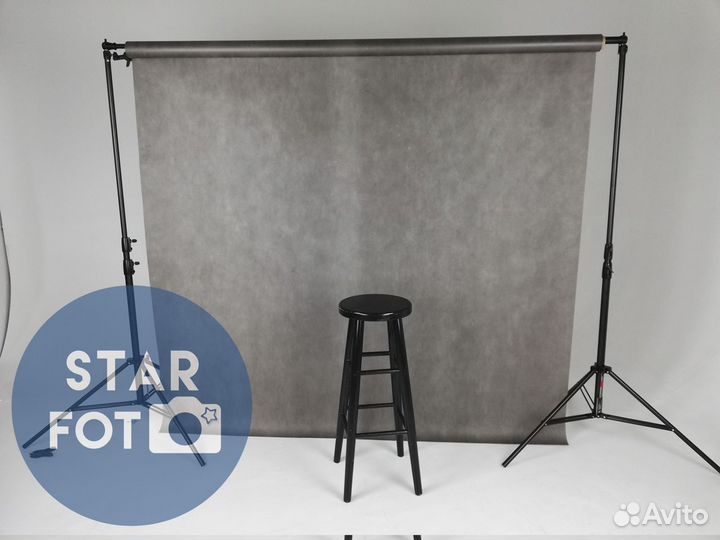 Серый нетканый студийный фон 2в1 1,6*5м на тубусе