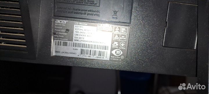 Монитор acer V273HL 1080p