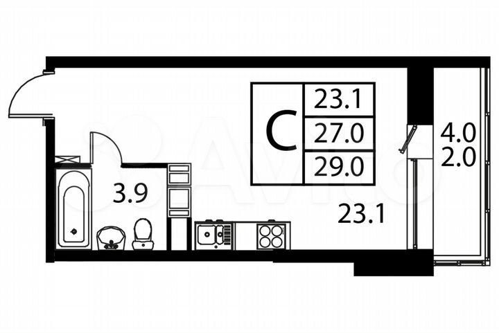 Квартира-студия, 29 м², 8/12 эт.