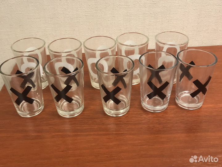 Новая игра крестики нолики для компании/стаканы