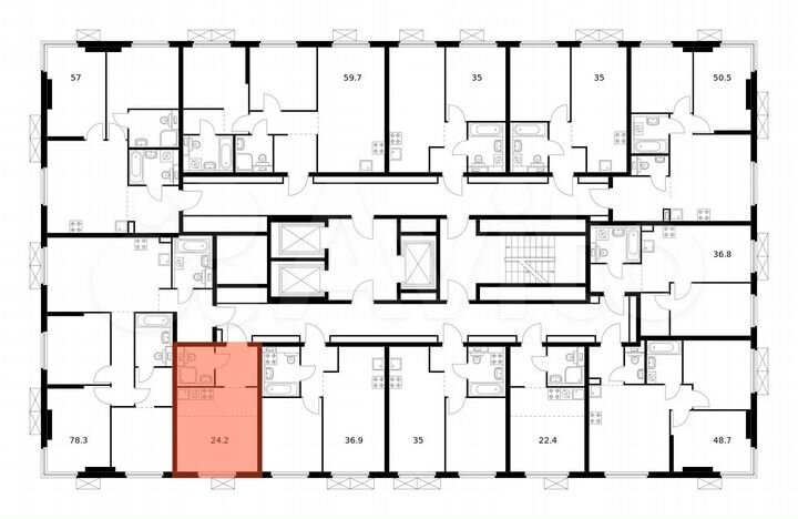 Квартира-студия, 24,2 м², 24/24 эт.