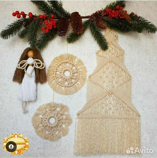 Декор для дома новогодний, макраме