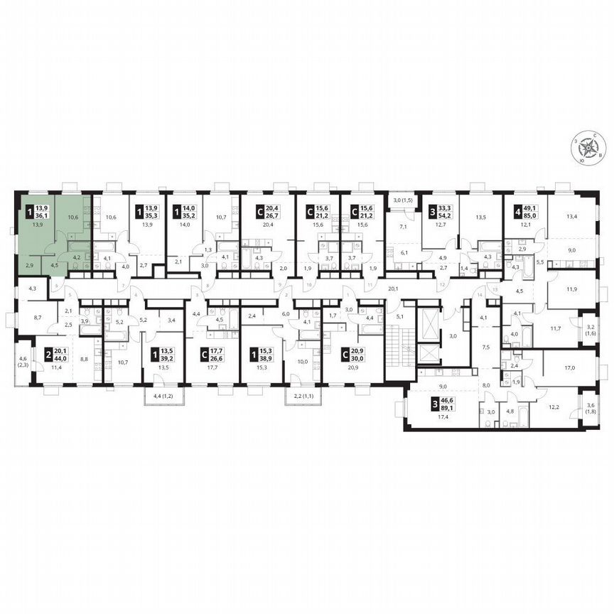 1-к. квартира, 36,1 м², 15/15 эт.