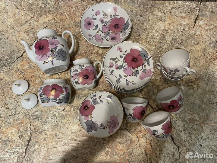 Сервиз чайный лфз СССР цветущий шиповник