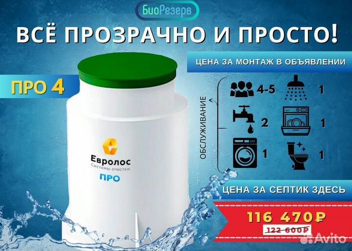 Септик под ключ. Евролос Про 4