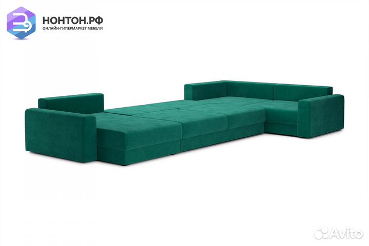 Диван п-образный тик-так Омега изумрудный