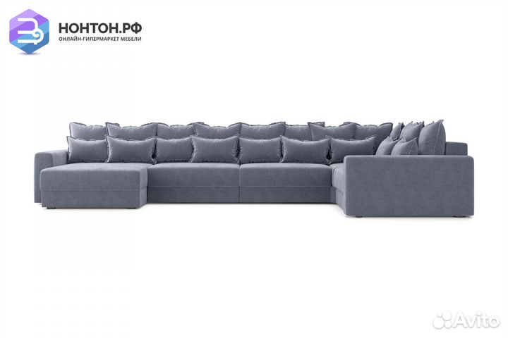 Диван п-образный тик-так Омега темно-серый