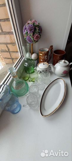 Посуда СССР дулево, хрусталь, цветное стекло