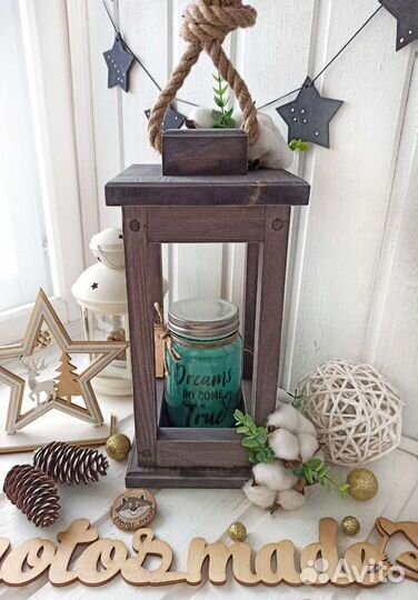Фонарь из дерева для интерьера