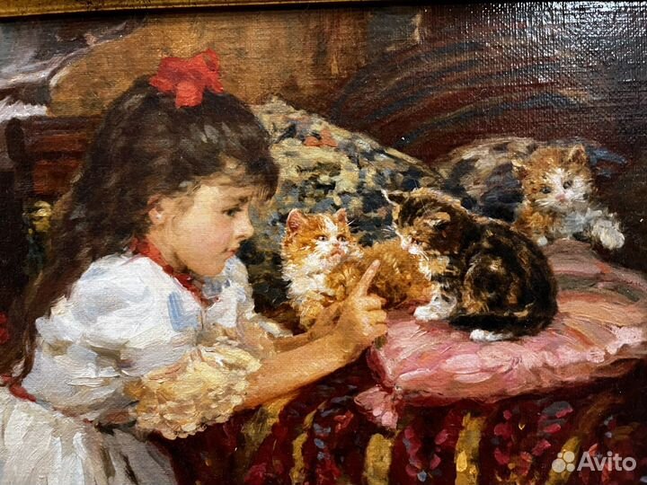 Картина «Девочка с котятами»