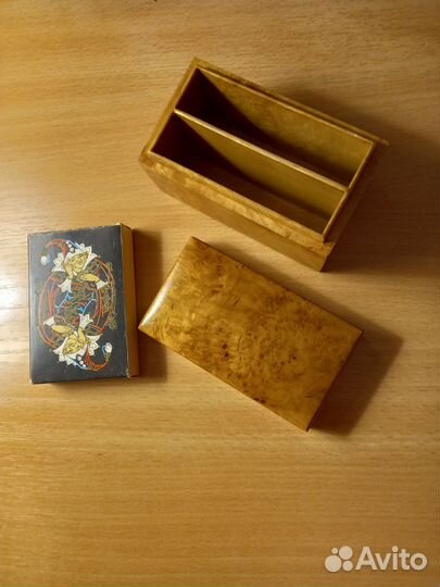 Игральные карты СССР в шкатулке из капа березы