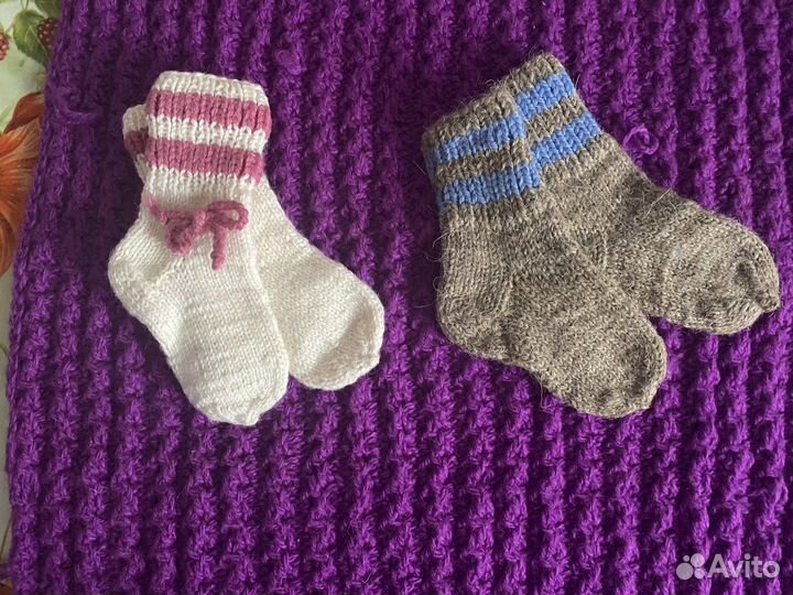 Носки ручной вязки шерстяные