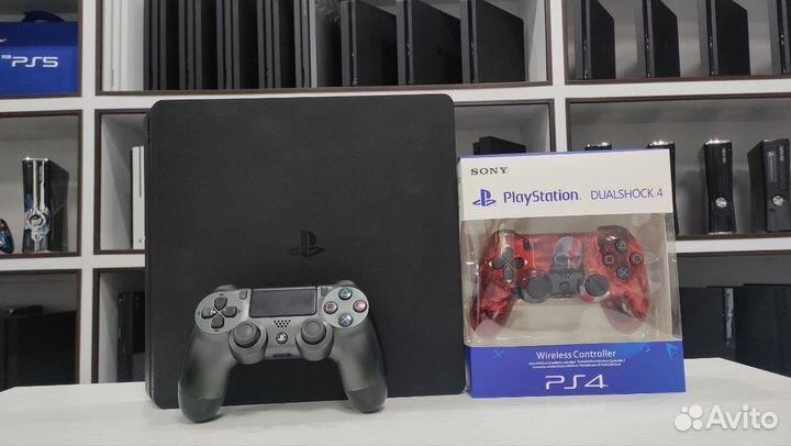 Sony PS4 Slim 2 геймпада + 88 игр