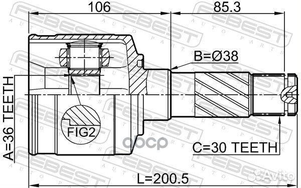 Шрус внутренний правый 36x38x30 mazda BT-50 06