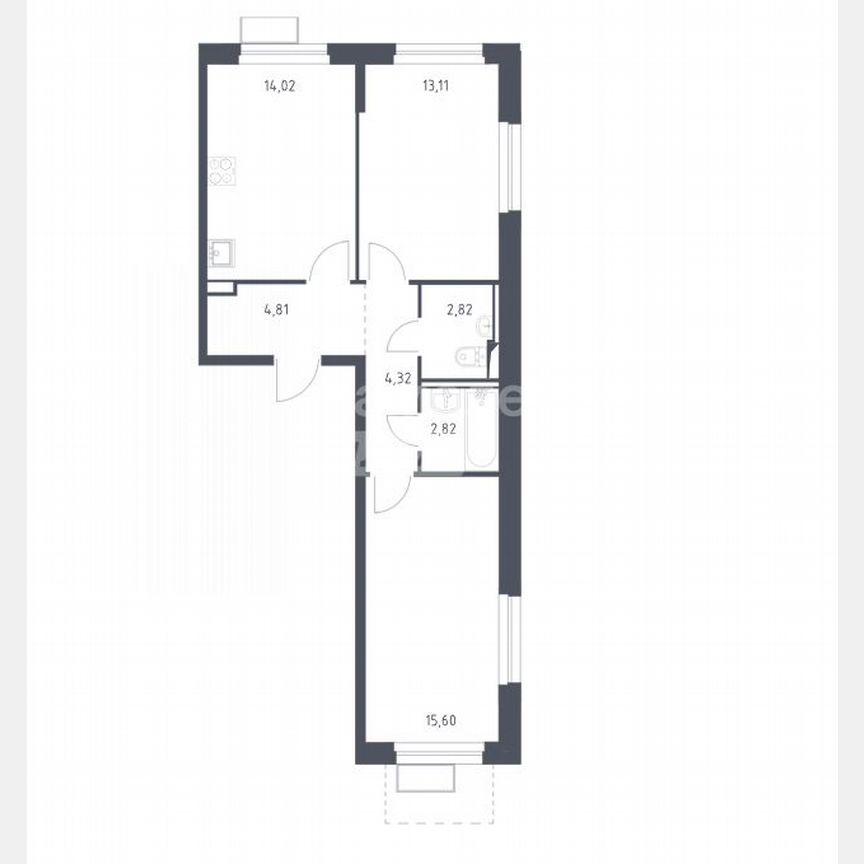 2-к. квартира, 57,5 м², 13/17 эт.