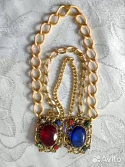 Брошь шатлен граненый люцит винтаж XXL Германия