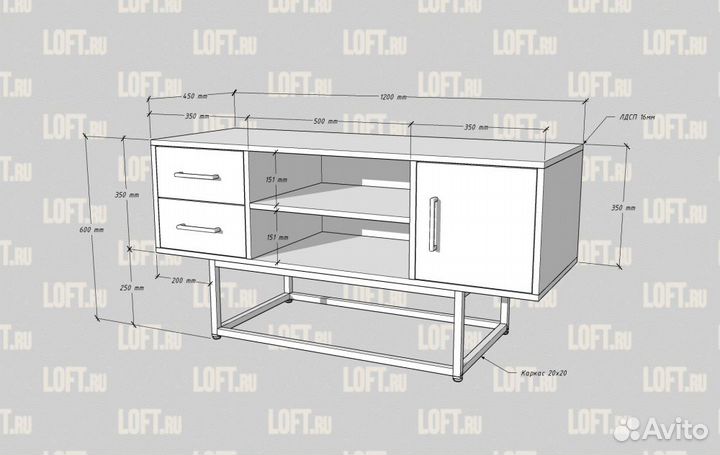 Тв-Тумба Лофт Анкора 5