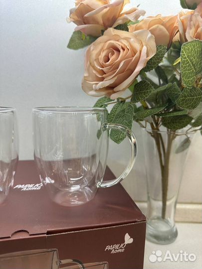 Набор 4 кружки с двойным дном