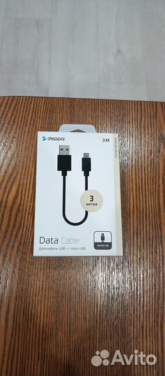 Дата-кабель USB - micro USB Deppa, 3 м, черный