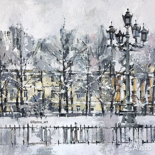Картина маслом зимний этюд Петербург