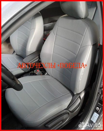 Чехлы Kia Rio 3 хб из экокожи серые Классика