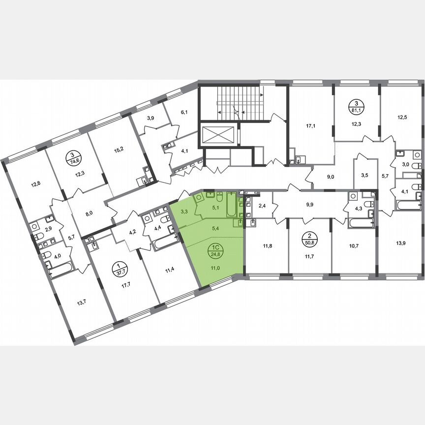 Квартира-студия, 24,8 м², 3/17 эт.