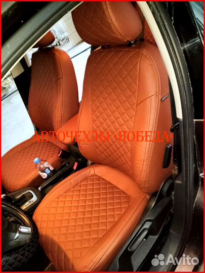 Чехлы Volkswagen Jetta 6 из экокожи коричневые Ром