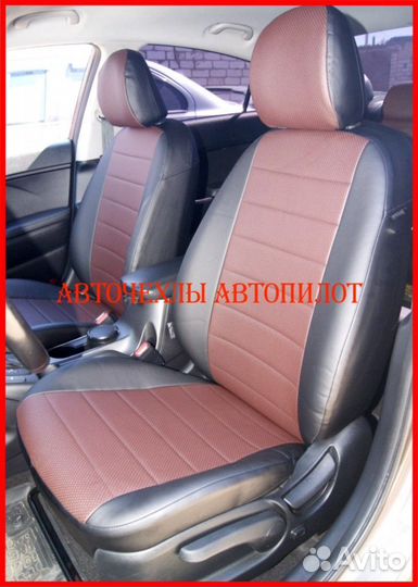 Чехлы Автопилот Kia Cerato 2 из экокожи чёрно-шок