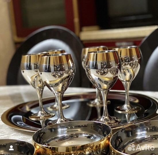 Набор бокалов для воды zepter prince с позолотой