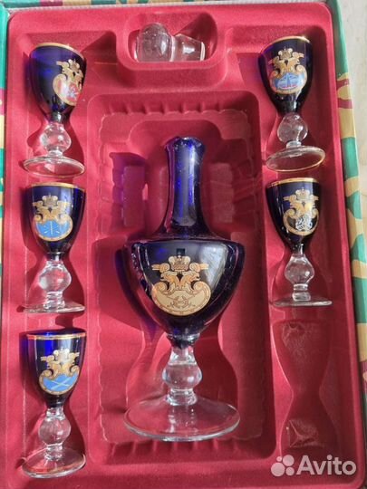 Набор для крепких напитков из синего стекла