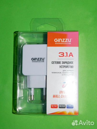 Сетевое зарядное Ginzzu (3.1А,3 USB)