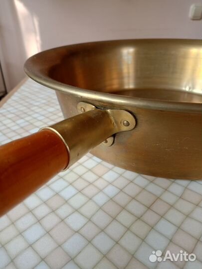Латунный таз для варки варенья с ручкой