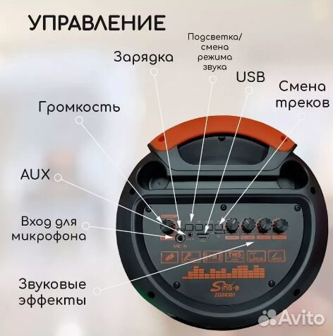 Bluetooth колонка беспроводная караоке мощная 60вт