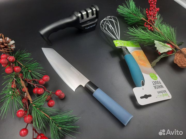 Набор для кухни Нож chef,венчик,тройная точилка