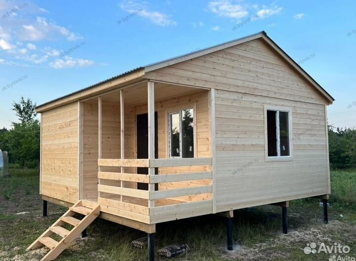 Каркасный дачный дом 6х6м с верандой