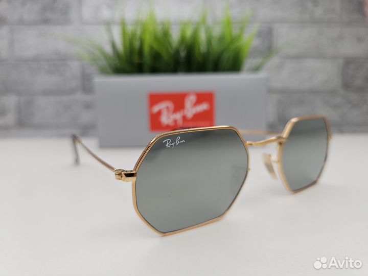 Очки Ray Ban Octagonal 3556 Golden Mirror