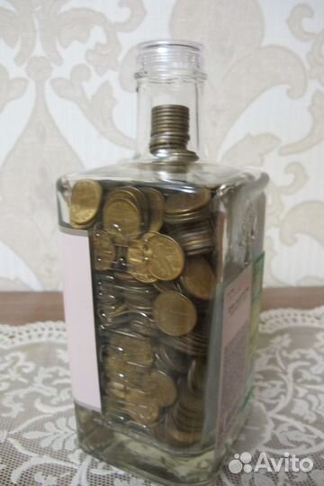 Штоф полный монет 1 рубль 1992 Г. весом 3 кг898