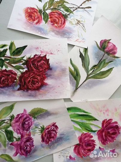 Картина акварель цветы