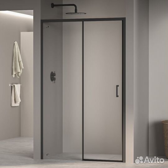 Душ. дверь прозр 1400мм черн. RGW PA-017B Passage