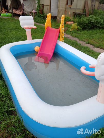 Надувной бассейн с горкой