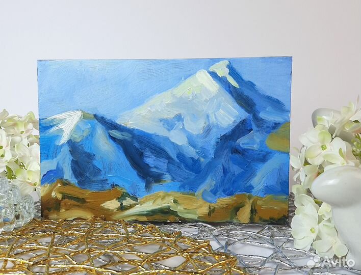 Горный пейзаж. Картина маслом на холсте