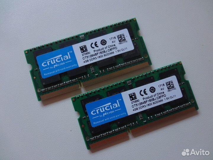 Озу DDR3 SO-dimm 8Gb (2x4Gb) 1600MHz для ноутбука