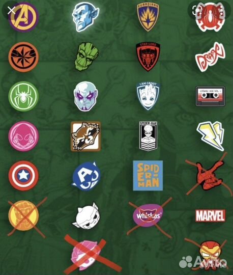 Начивки из пятерочки Коллекция Marvel