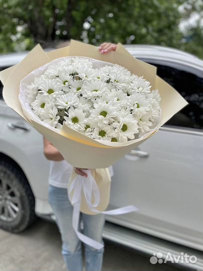 Большой букет ромашковых хризантем
