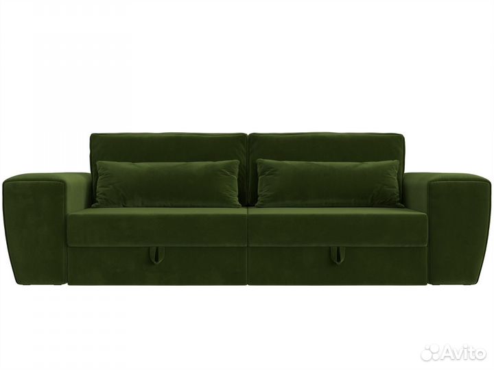 Диван прямой Лига-008, микровельвет, зеленый