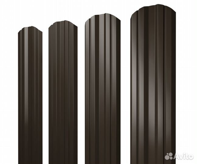 Штакетник Twin фигурный 0,4 PE-Double RR 32 темно-коричневый