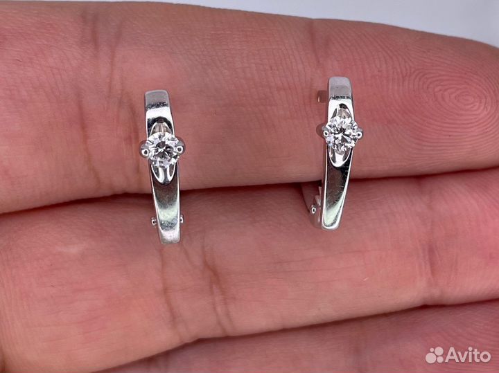 Золотые серьги с бриллиантами 0.36 ct. 3/3A